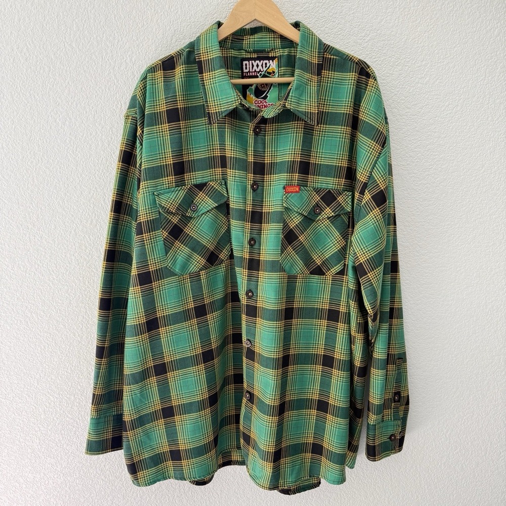 Dixxon Flannel Mens Cool Runnings Plaid Shirt 4XL Green Jamaica PRISTINE